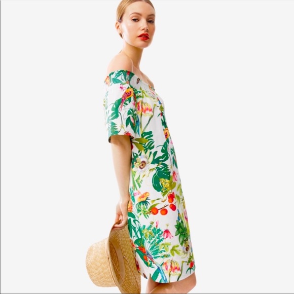 J. Crew Dresses & Skirts - J. Crew Off the Shoulder Ratti Into the Wild Jungle Cotton Dress